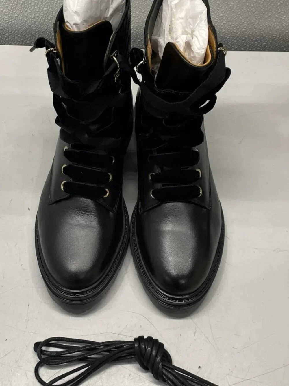 Sezane Niels Ankle Boots Smooth Black Cow Leather Women's Size 8